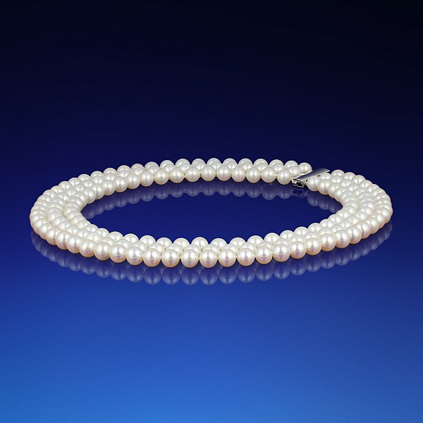 Trojradový perlový náhrdelník AAA-7
