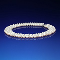 Trojradový perlový náhrdelník AAA-7