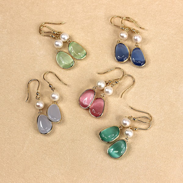 Pozlátené perlové náušnice Rosa