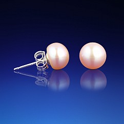 Klasické strieborné náušnice s ružovou perlou