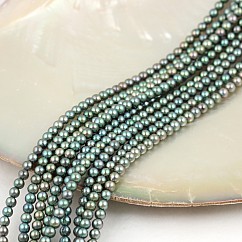 Perlový náhrdelník Akoya 4,5-5mm zelenosivý